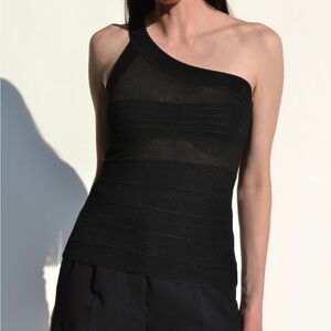 Black Giorgio Armani One-Shoulder Top